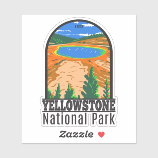Yellowstone Nationalpark Grand Prisma Spring Aufkleber (Blatt)