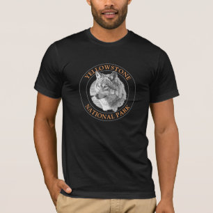 Yellowstone Nationalpark, Grau-Wolf-Kunst, Kreis T-Shirt