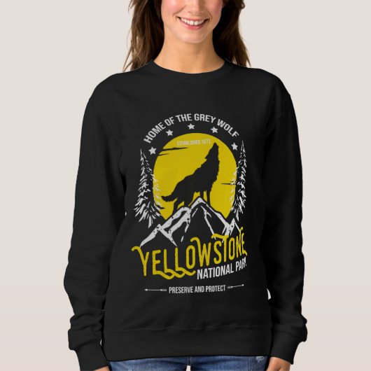 Yellowstone Nationalpark Grau Wolf Wandern & Camp Sweatshirt (Vorderseite)