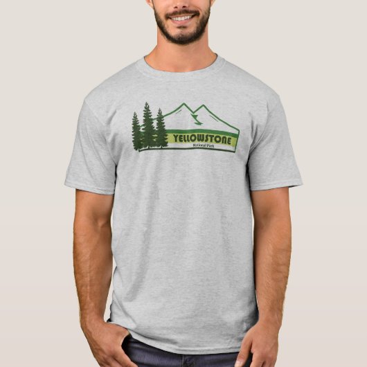 Yellowstone Nationalpark Grüne Streifen T-Shirt (Vorderseite)