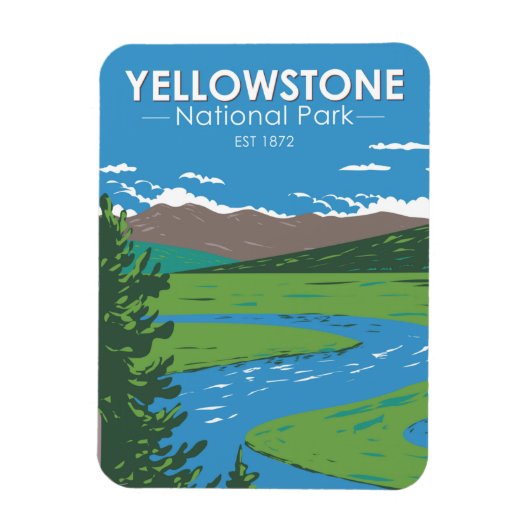 Yellowstone Nationalpark Hayden Tal Vintag Magnet (Vertikal)