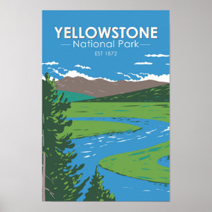 Yellowstone Nationalpark Hayden Tal Vintag Poster