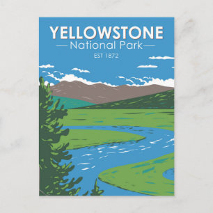 Yellowstone Nationalpark Hayden Valley Vintage Postkarte