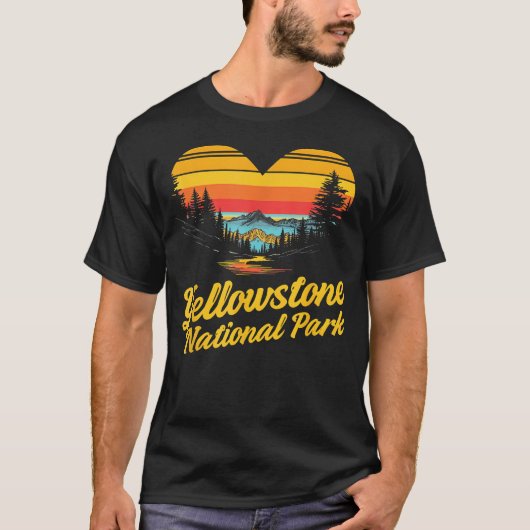 Yellowstone - Nationalpark Herz Vintage Liebe T-Shirt (Vorderseite)