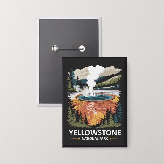 Yellowstone Nationalpark Hot Spring Button (Vorderseite/Rückseite)