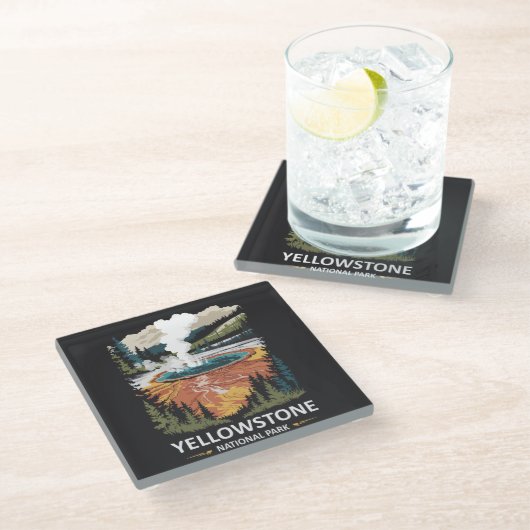 Yellowstone Nationalpark Hot Spring Glasuntersetzer (Schrägansicht)