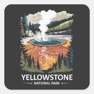 Yellowstone Nationalpark Hot Spring Quadratischer Aufkleber
