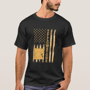 Yellowstone Nationalpark Karte Amerika Flagge T-Shirt