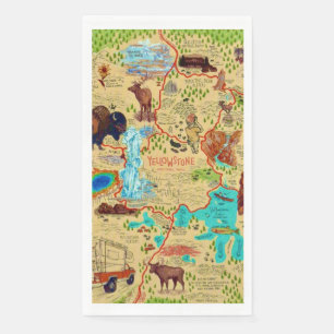 Yellowstone-Nationalpark-Karte Serviette