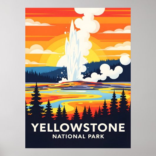 Yellowstone Nationalpark – Lebendiger Geysir Poster (Vorne)