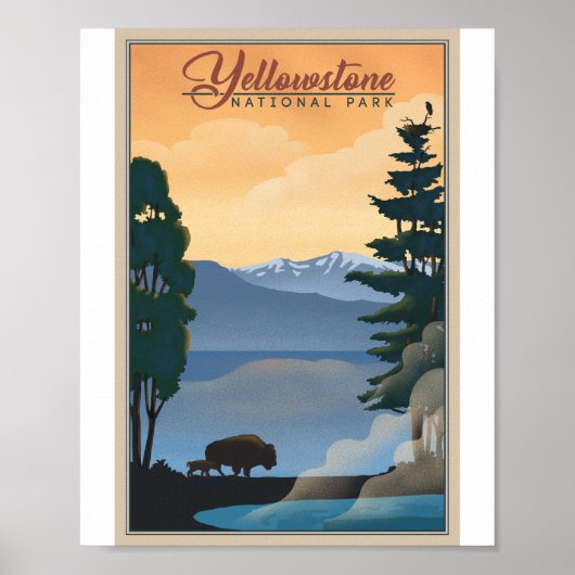 Yellowstone Nationalpark Litho Artwork Poster (Vorne)