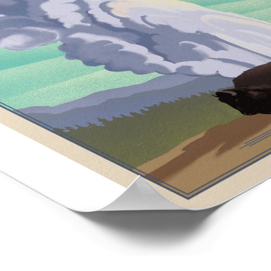 Yellowstone Nationalpark Litho Artwork Poster (Ecke)
