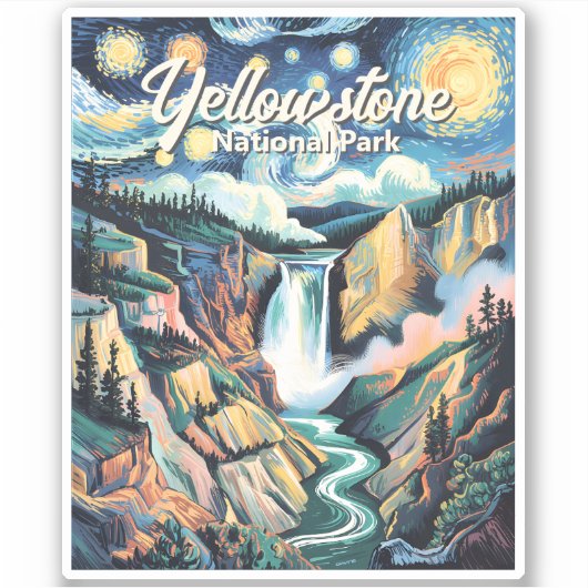 Yellowstone-Nationalpark Lower Falls Vibrant Aufkleber (Vorderseite)