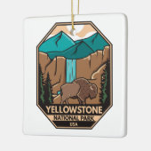Yellowstone Nationalpark Minimal Bison Retro Keramikornament (Links)
