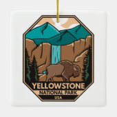 Yellowstone Nationalpark Minimal Bison Retro Keramikornament (Rückseite)