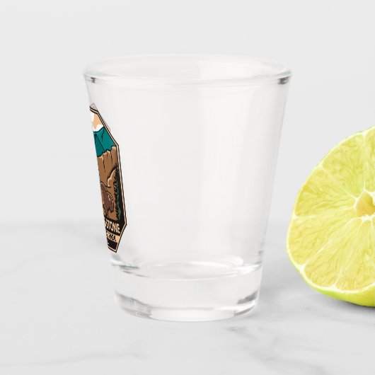 Yellowstone Nationalpark Minimal Bison Retro Schnapsglas (Rechts)