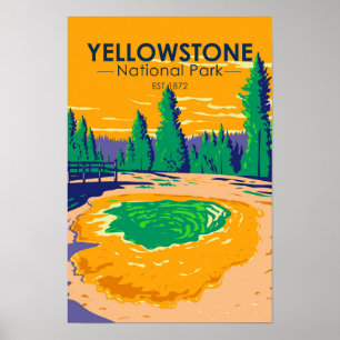 Yellowstone-Nationalpark Morning Glory Pool Retro Poster