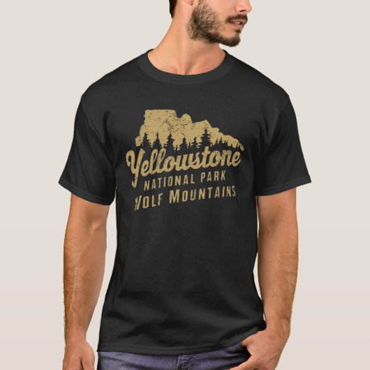 Yellowstone Nationalpark Mountains Vintag T-Shirt (Vorderseite)