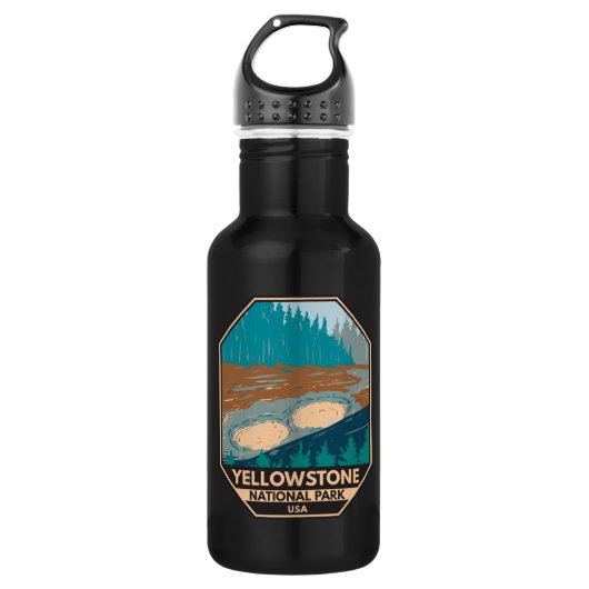 Yellowstone Nationalpark Mud Vulkan Vintag Edelstahlflasche (Vorderseite)