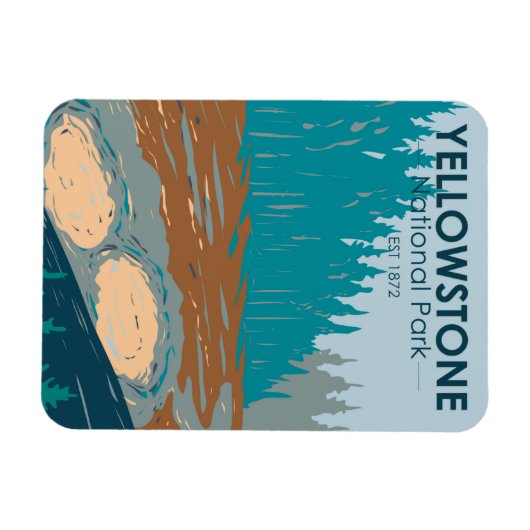 Yellowstone Nationalpark Mud Vulkan Vintag Magnet (Horizontal)