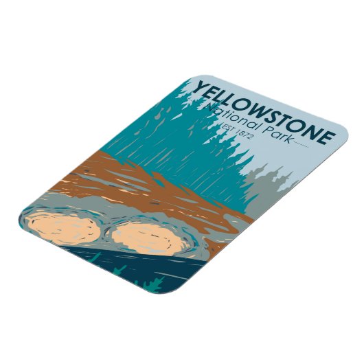Yellowstone Nationalpark Mud Vulkan Vintag Magnet (Linke Seite)