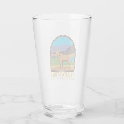 Yellowstone Nationalpark Mule Dee Vintag Glas (Rückseite)