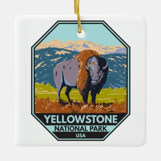 Yellowstone Nationalpark Nordamerikanisches Bison Keramikornament (Vorderseite)
