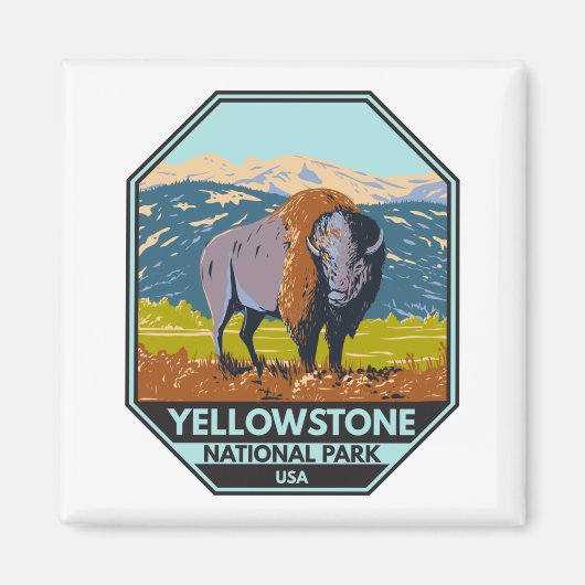 Yellowstone Nationalpark Nordamerikanisches Bison Magnet (Vorne)