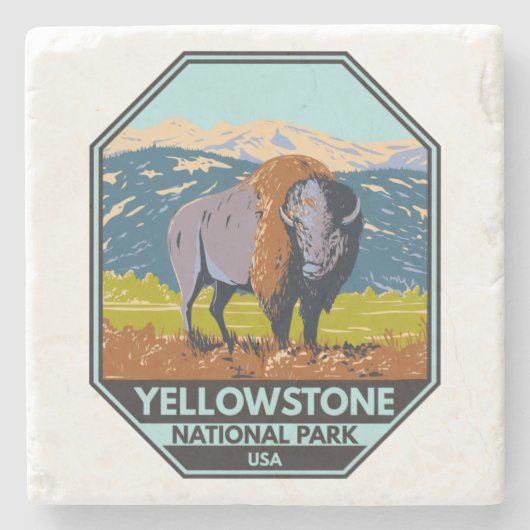 Yellowstone Nationalpark Nordamerikanisches Bison Steinuntersetzer (Vorderseite)