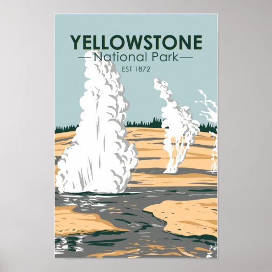 Yellowstone Nationalpark Norris Geyser-Becken Poster (Vorne)