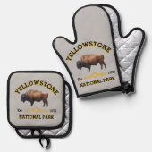 Yellowstone-Nationalpark Ofenhandschuh & Topflappen-Set (Vorderseite/Rückseite)