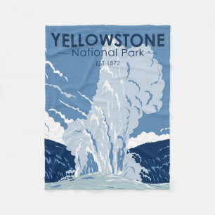 Yellowstone Nationalpark Old Faithful Vintage Fleecedecke