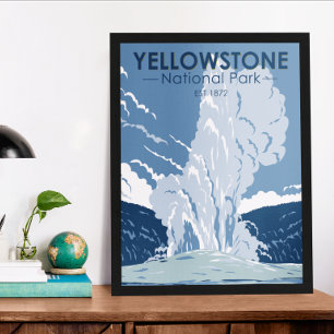 Yellowstone Nationalpark Old Faithful Vintage Poster
