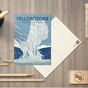 Yellowstone-Nationalpark Old Faithful Vintage Postkarte
