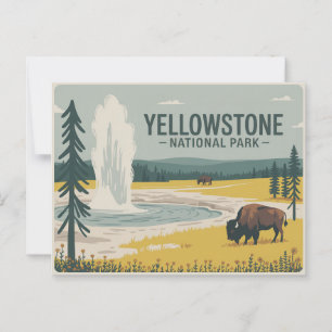 Yellowstone Nationalpark Postkarte Vintag