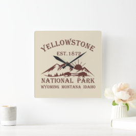 Yellowstone Nationalpark Quadratische Wanduhr