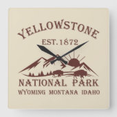 Yellowstone Nationalpark Quadratische Wanduhr (Vorderseite)