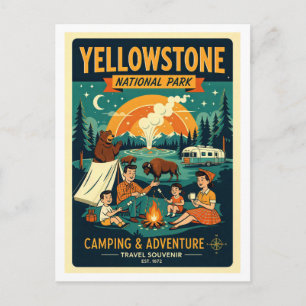 Yellowstone-Nationalpark Retro 1950er Jahre Postkarte