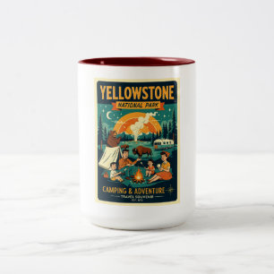 Yellowstone-Nationalpark Retro 1950er Jahre Zweifarbige Tasse