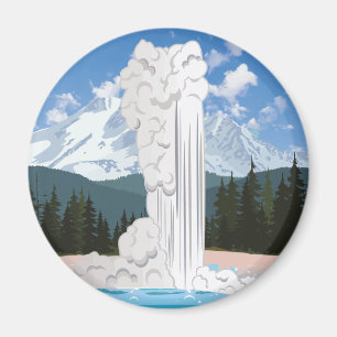 Yellowstone Nationalpark Retro Alte Treppe Magnet