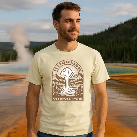 Yellowstone Nationalpark Retro Art Deco T-Shirt