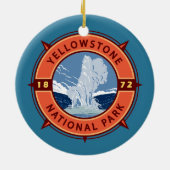 Yellowstone Nationalpark Retro Kompass Emblem Keramik Ornament (Hinten)