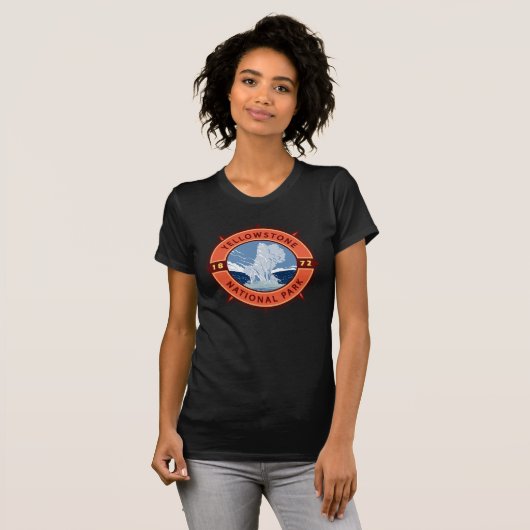 Yellowstone Nationalpark Retro Kompass Emblem T-Shirt (Vorne ganz)