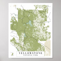 Yellowstone Nationalpark Retro Street Karte