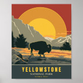 Yellowstone Nationalpark Retro Travel Poster (Vorne)