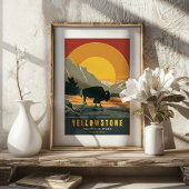 Yellowstone Nationalpark Retro Travel Poster
