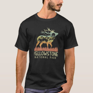 Yellowstone Nationalpark Retro Vintager Berg E T-Shirt
