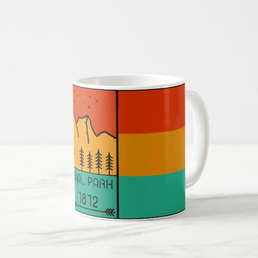 Yellowstone Nationalpark Retro Wyoming USA Bison Kaffeetasse (VorderseiteRechts)