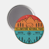 Yellowstone Nationalpark Retro Wyoming USA Bison Magnet (Vorderseite/Rückseite)