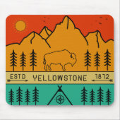 Yellowstone Nationalpark Retro Wyoming USA Bison Mousepad (Vorne)